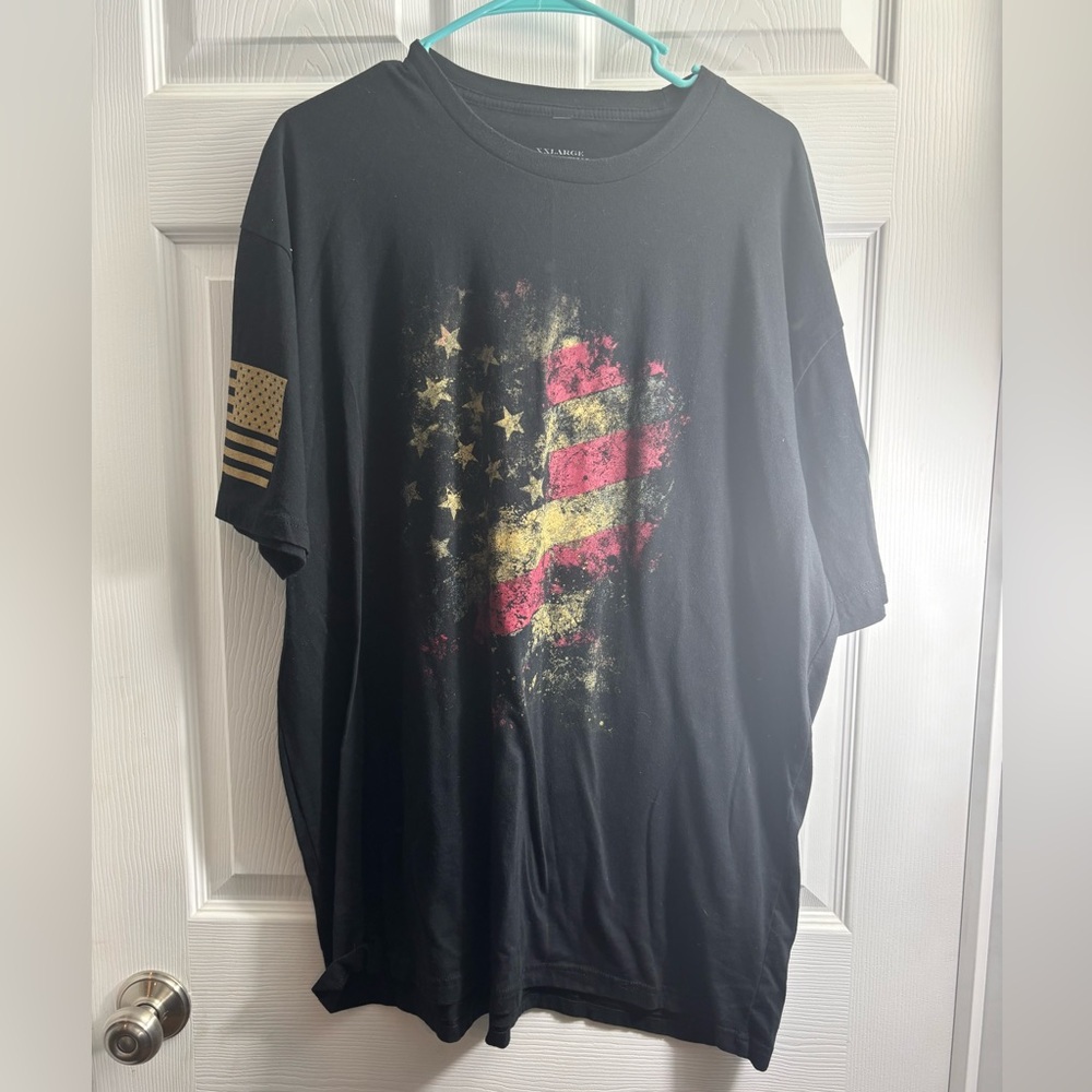 Grunt Style Black and Red Short Sleeve Tee with Graphic Design